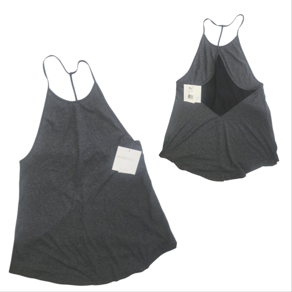NWT Beyond Yoga Heather Gray Mesh Back Tank Top Small